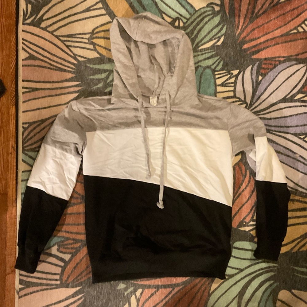 Gray White Black Hooded Sweatshirt